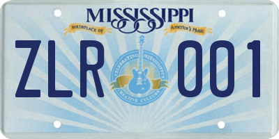 MS license plate ZLR001