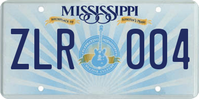 MS license plate ZLR004