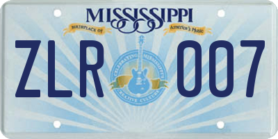 MS license plate ZLR007