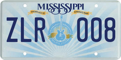 MS license plate ZLR008