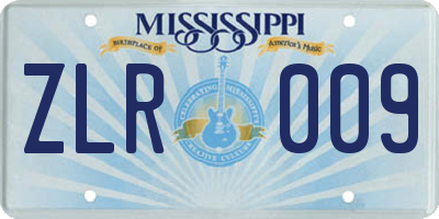 MS license plate ZLR009