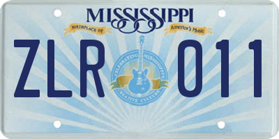MS license plate ZLR011