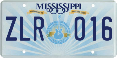MS license plate ZLR016