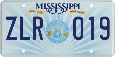 MS license plate ZLR019