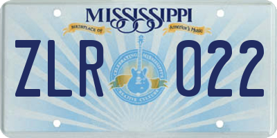 MS license plate ZLR022