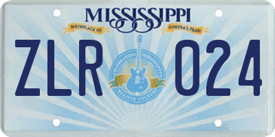 MS license plate ZLR024