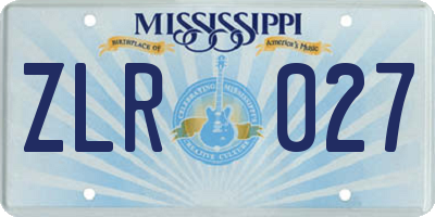 MS license plate ZLR027