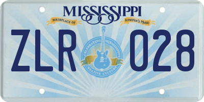 MS license plate ZLR028