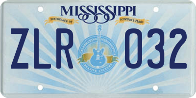 MS license plate ZLR032