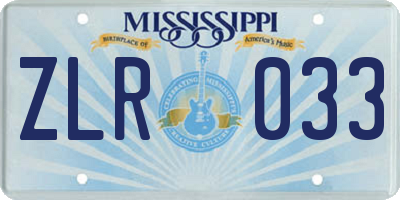 MS license plate ZLR033