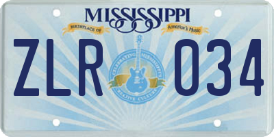 MS license plate ZLR034