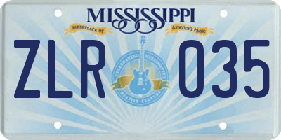MS license plate ZLR035