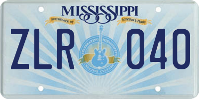 MS license plate ZLR040