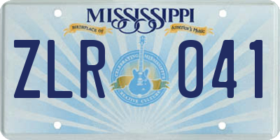 MS license plate ZLR041