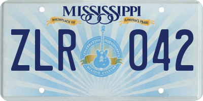 MS license plate ZLR042