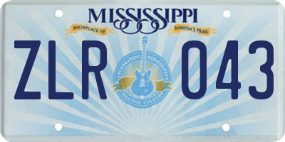 MS license plate ZLR043