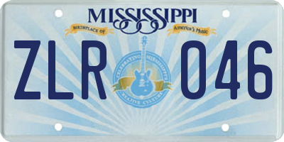 MS license plate ZLR046