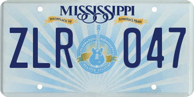 MS license plate ZLR047