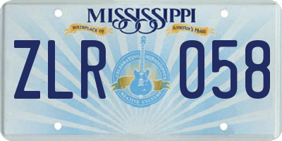 MS license plate ZLR058