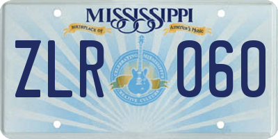 MS license plate ZLR060