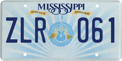 MS license plate ZLR061