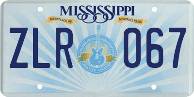 MS license plate ZLR067