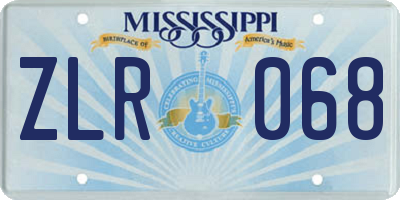 MS license plate ZLR068