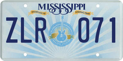 MS license plate ZLR071
