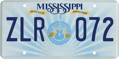 MS license plate ZLR072