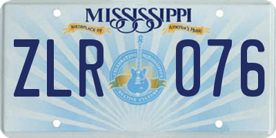 MS license plate ZLR076