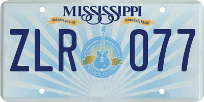 MS license plate ZLR077