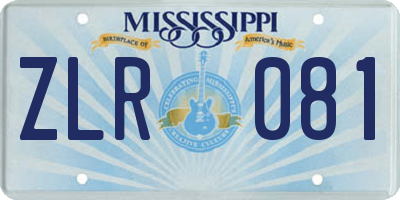 MS license plate ZLR081