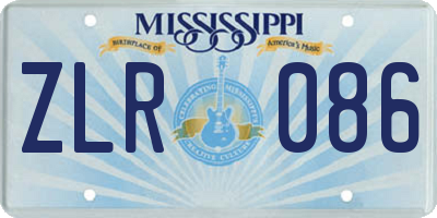 MS license plate ZLR086
