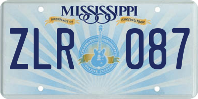 MS license plate ZLR087