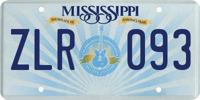 MS license plate ZLR093