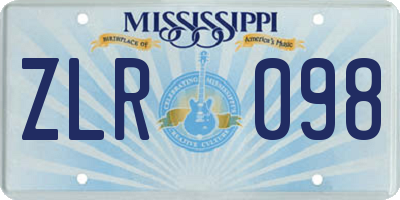 MS license plate ZLR098
