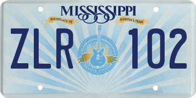 MS license plate ZLR102