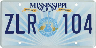 MS license plate ZLR104