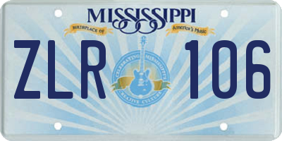 MS license plate ZLR106