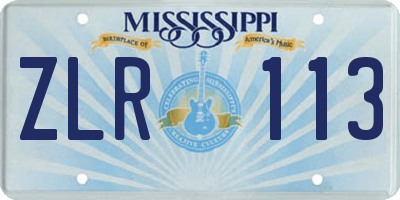 MS license plate ZLR113