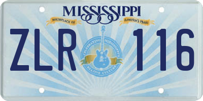 MS license plate ZLR116