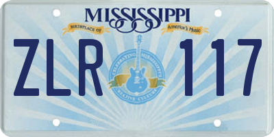 MS license plate ZLR117