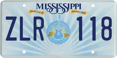 MS license plate ZLR118