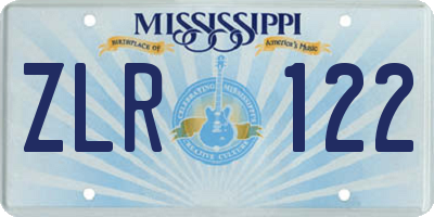 MS license plate ZLR122