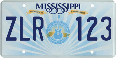 MS license plate ZLR123