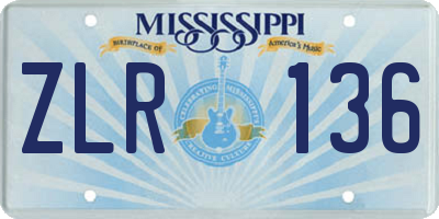 MS license plate ZLR136