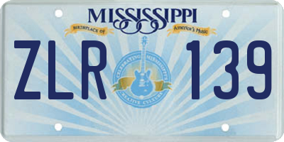 MS license plate ZLR139