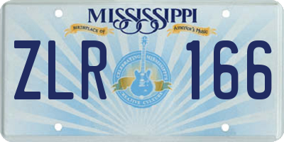MS license plate ZLR166