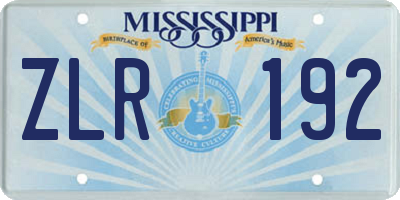 MS license plate ZLR192