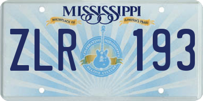 MS license plate ZLR193